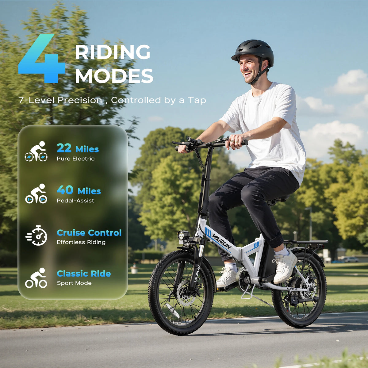 Varun C20-2 Adult Electric Bike, 500W Peak Power, 36V 7.8Ah Battery, 20" Tire City E-bike, 20MPH, Ebike UL2849 【1 Year Warranty】