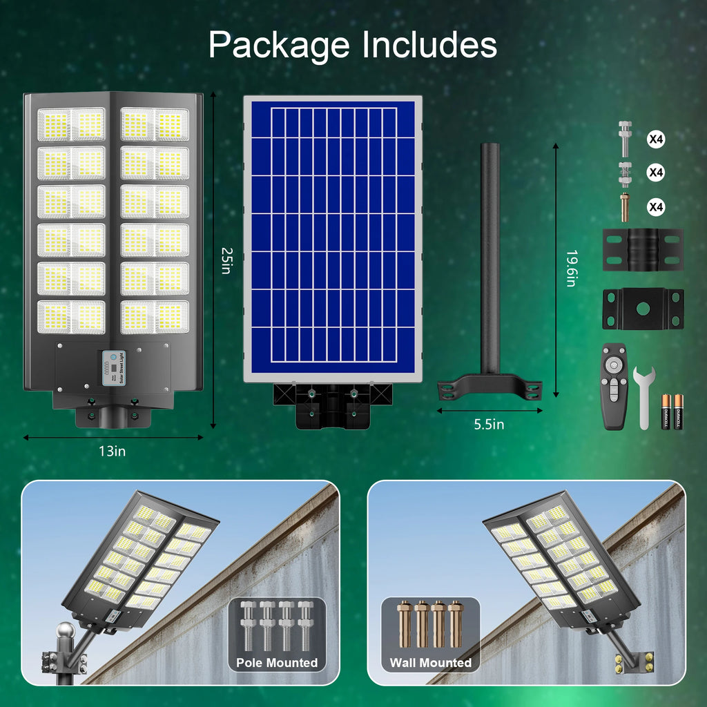 2-Pack 5000W Solar Street Lights Outdoor,Solar Flood Light Motion Sensor and Remote Control,Garden Decoration Gardening Lights