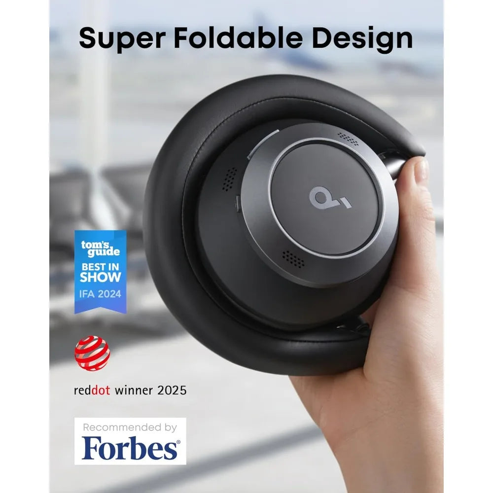 FlexiCurve Over-Ear Headphones with Adaptive Noise Cancelling, 60H Audio, Fast Charging, Hi-Res Wireless, Comfortable Fit