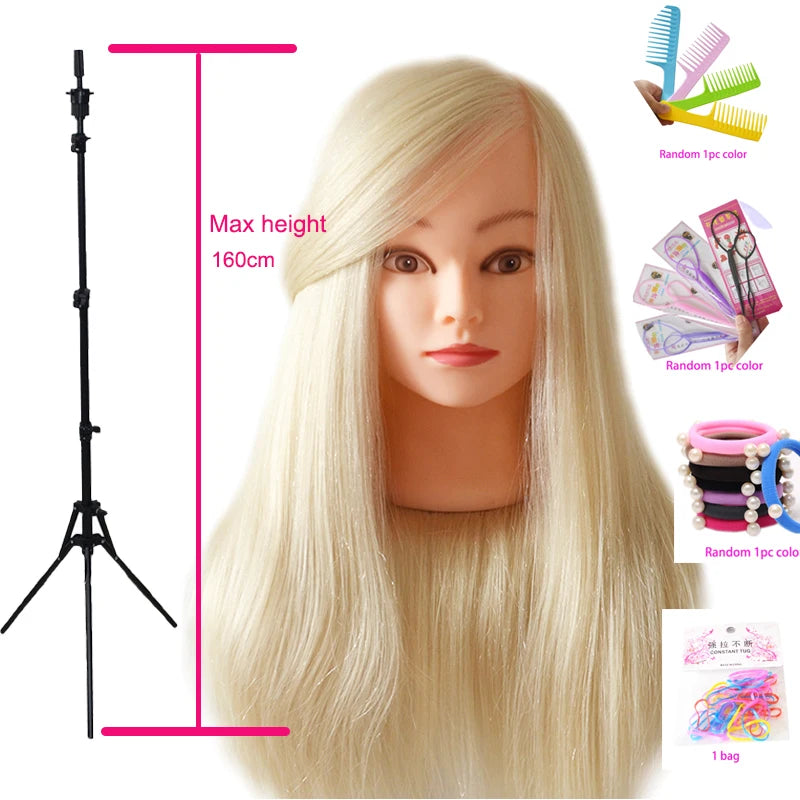 85%Real Hair Doll Head For Hairstyle Hairdressing Professional Mannequin Head Styling To Practice Hot Curl Iron Straighten 2028