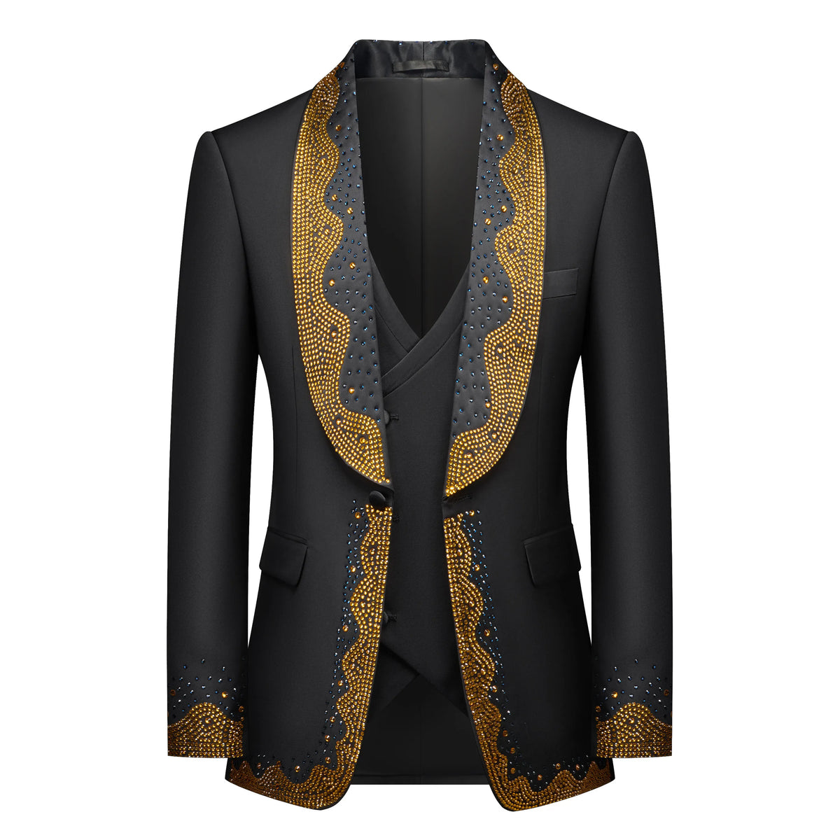 Luxury Wedding Suit For Fashion Men Beaded Slim Fit Groom Tuxedo Gentleman Party Suit 3 Pieces (Jacket+Pants+Vest) 2025