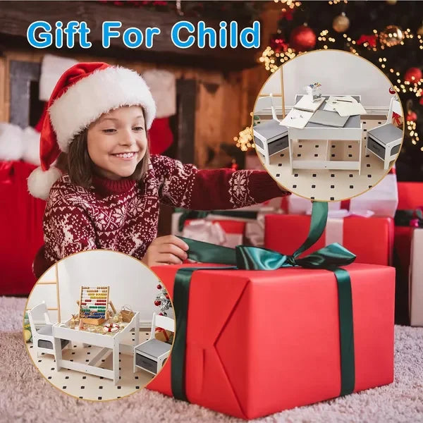 Kids Table and Chair Set with Storage,Table and Chairs for Kids 2-5, Toddler Table and Chair Set 2-4