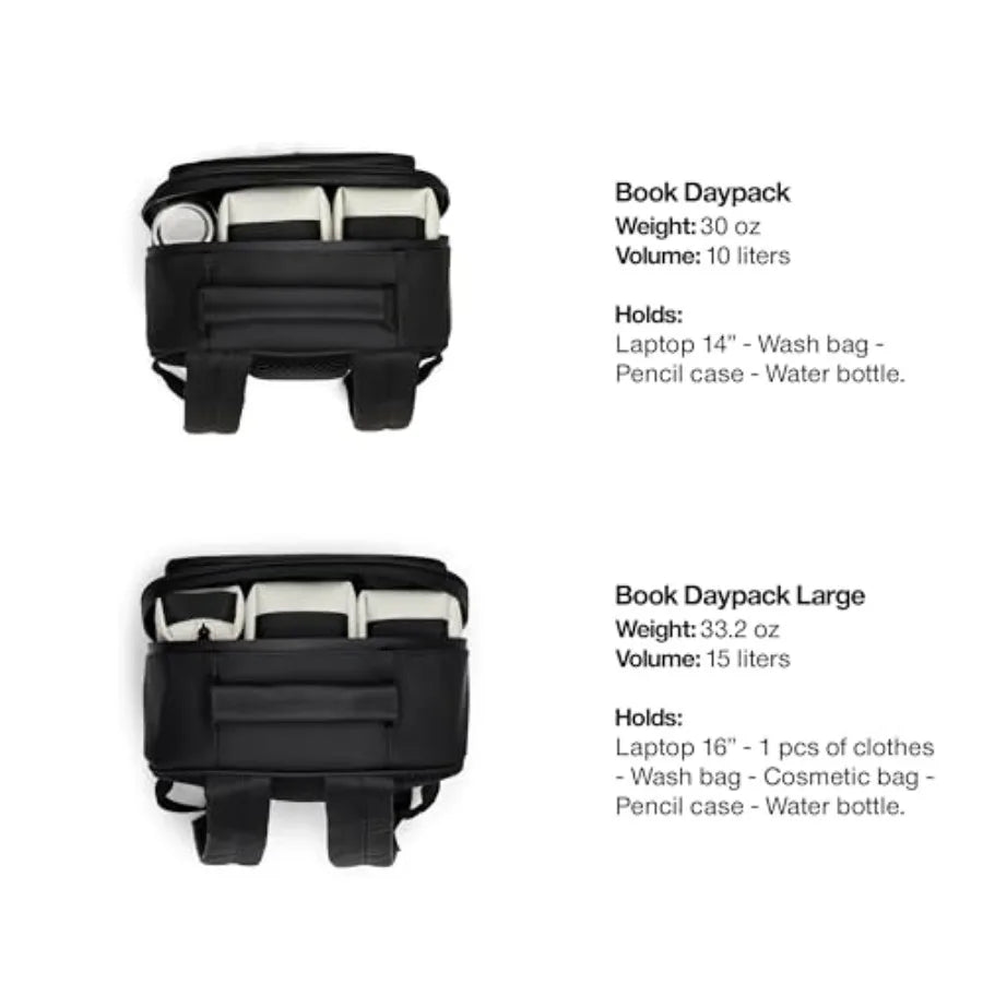 Large Black Laptop Backpack for Men and Women Waterproof Minimalist Commuter Bag 15-16 Black Book Daypack