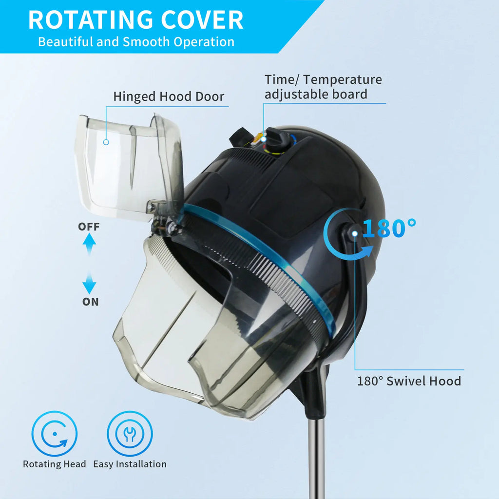Professional Hair Bonnet Dryer Adjustable 1300W Stand Up W/Wheels Beauty