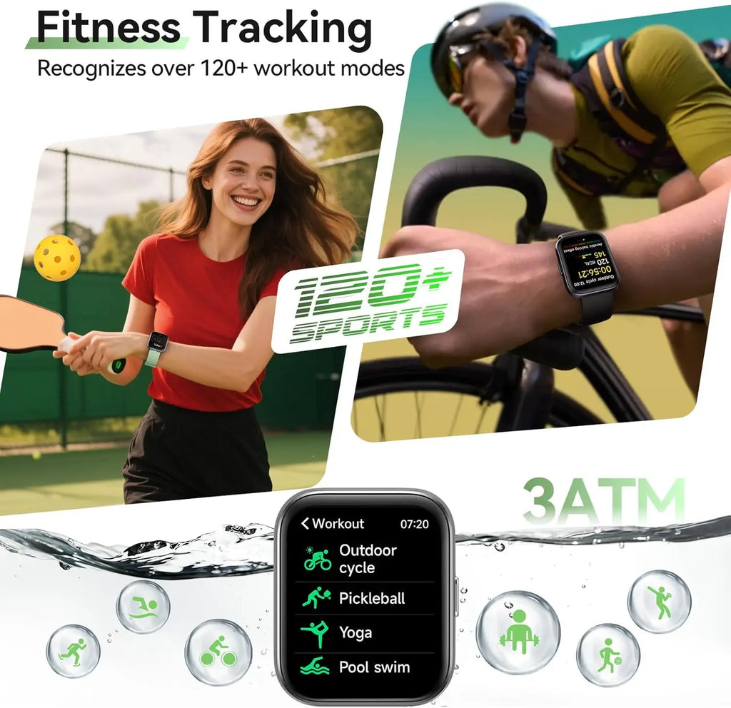 Smart Watches for Women & Men, 120+ Sport Modes, Heart Rate Monitor, Bluetooth Calls, HD Display