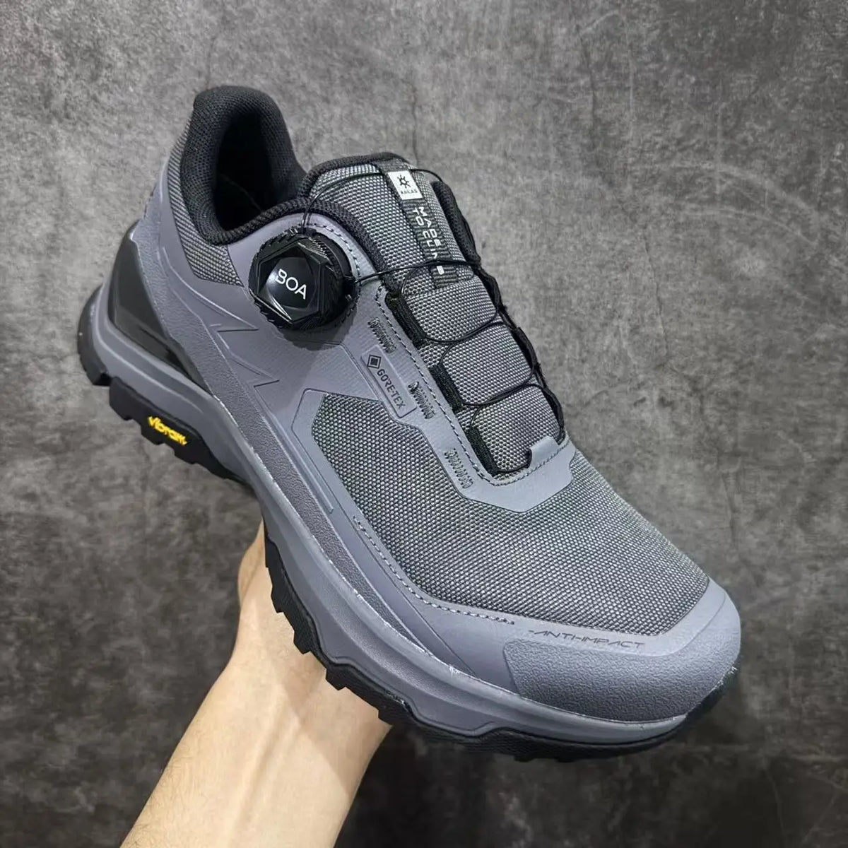 Men's Waterproof Hiking Shoes with Dial Lacing System Anti-slip Outdoor Trekking Trail Running Lightweight Cushioning Footwear