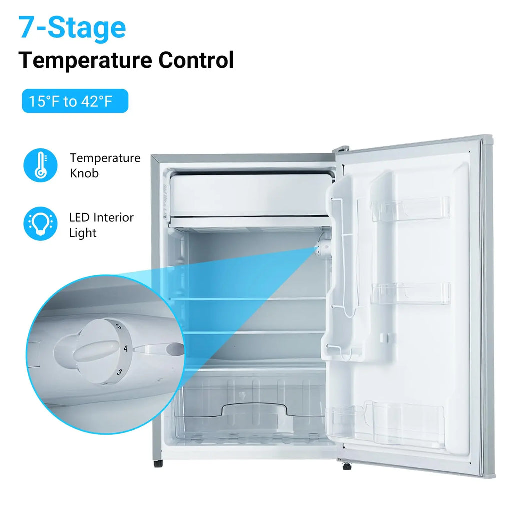4.3 Cu.ft Mini Fridge with Freezer, 122L Adjustable Temperature Single Door Compact Refrigerator For Bedroom Office RV