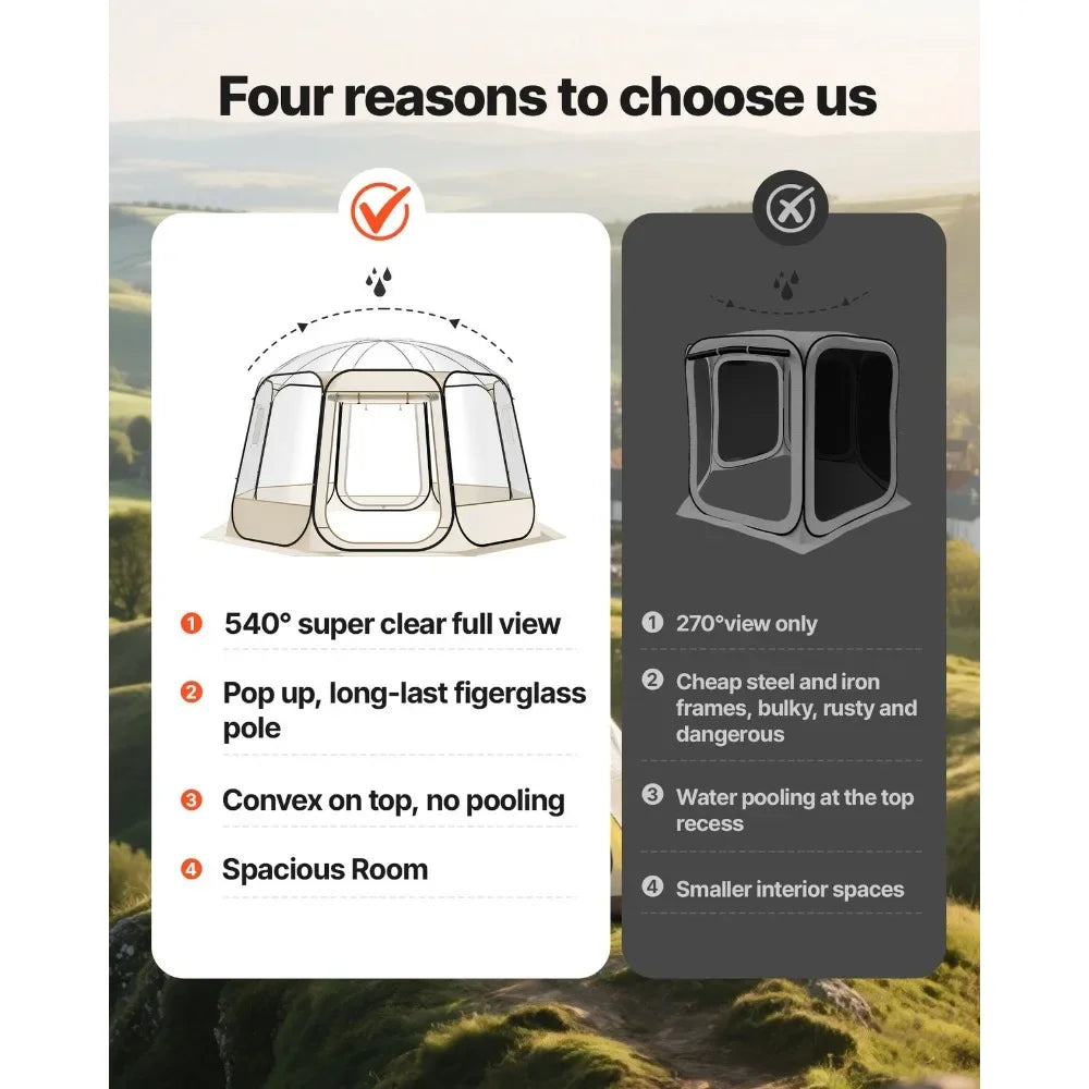 Clear Bubble Tent 12'x11.1' WeatherProof 10-12 Person Instant Tent