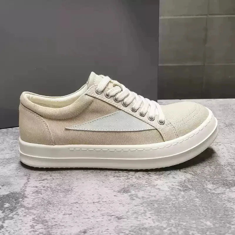 2026 Unisex Thick Sole Leather Sneakers Black White Lace-Up Dark Street Style High Fashion Casual Skate Shoes Premium Quality