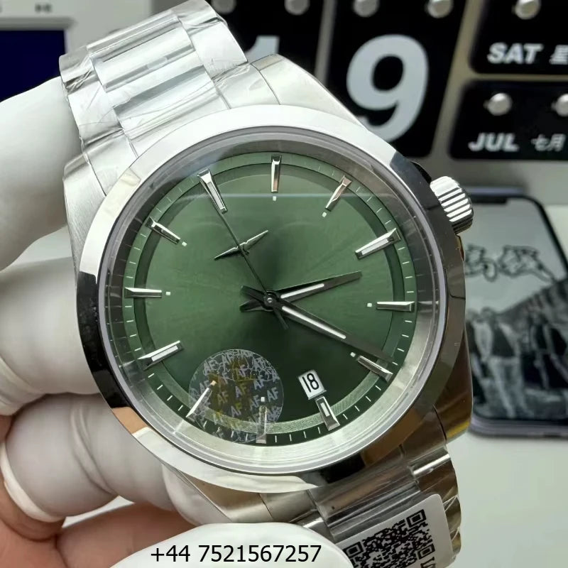Multifunctional Sports Watch Waterproof 20m Depth Mechanical Movement Sapphire Crystal Dial Window Green Stainless Steel Case