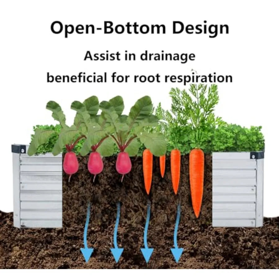 3 Pack 6x3x1FT Galvanized Raised Garden Beds Kit Outdoor Metal Gardening Planter Box for Vegetable Elevated Flower Herbs Silver