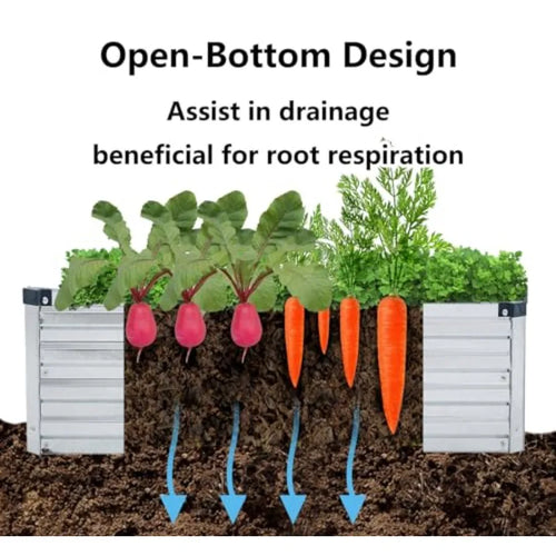 3 Pack 6x3x1FT Galvanized Raised Garden Beds Kit Outdoor Metal Gardening Planter Box for Vegetable Elevated Flower Herbs Silver