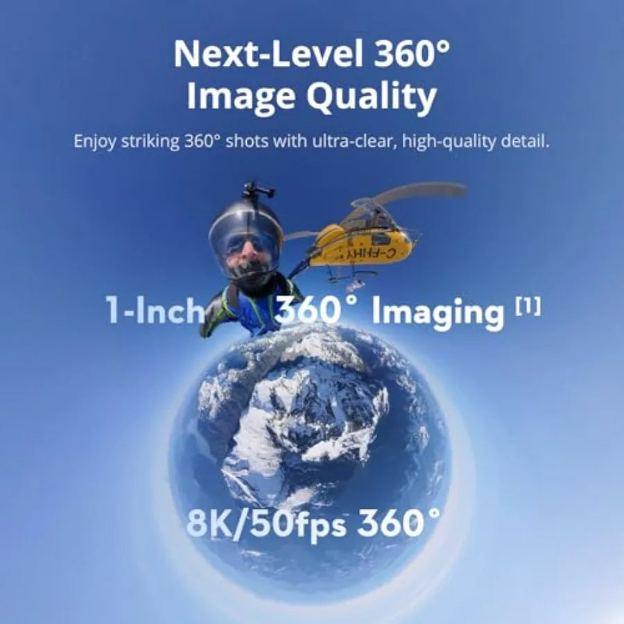 Osmo 360 Standard Combo Waterproof 8K 360 Action Camera with 1-Inch Sensor 128GB Built-in Storage 100-Min 8K Recording 4K 120fp