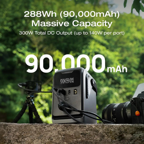 288Wh Portable Power Station, 300W DC Output, LiFePO4 Battery, Solar Generator for Camping Travel Emergency