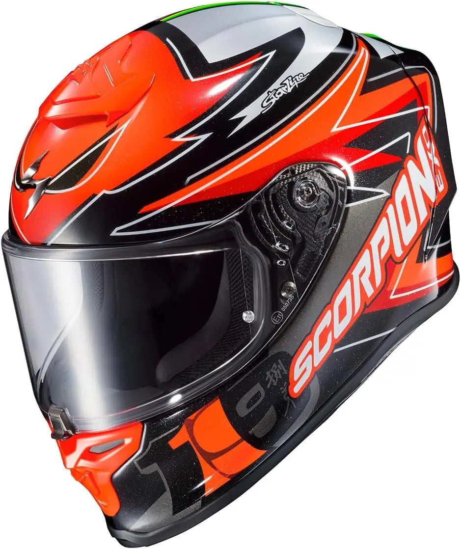R1 Air Full Face Adult Motorcycle Helmet with Pinlock Race Ready Shield Bluetooth Speaker Pockets DOT ECE Bautista (Red/Black/Wh