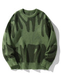 Men's Oversized Graphic Knit Sweater with Bold Black Pattern, Fall Winter Casual Wear