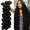 30 32 Inch Loose Wave Human Hair Bundles 3 4 Pcs Deep Wave Real Brazilian Raw Hair Double Bundles Human Hair Weave Extensions