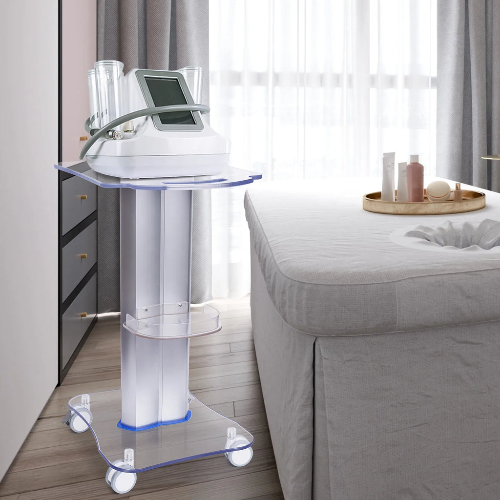 Beauty Rolling Trolley Salon Trolley Cart with Additional Tray Acrylic Rolling Cart Spa Storage Rolling Cart for Beauty Salon