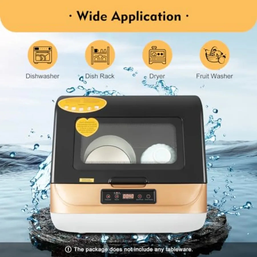 Portable Countertop Dishwasher 3 Washing Programs 7-Liter High-Temp Air-Dry Tableware Cleaner for rtment Office Kitchen Stainle