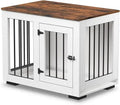 Medium Dog Crate with Farmhouse Table Top and Steel Bars for Puppies up to 40 lbs - Decorative Kennel Furniture for Home