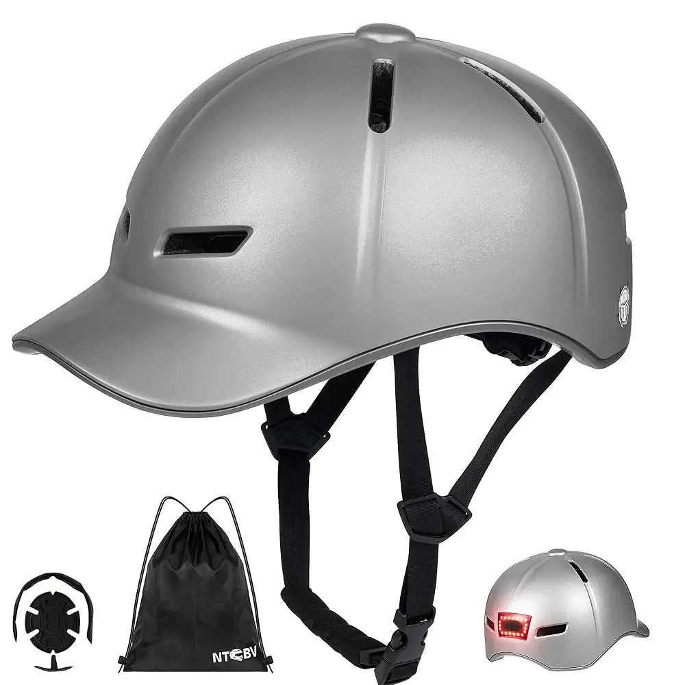 Bike Helmet Adult Men/Women-USB Rechargeable Rear Light CPSC/ASTM Certified 2 Removable Liners Adjustable Lightweight Basebal