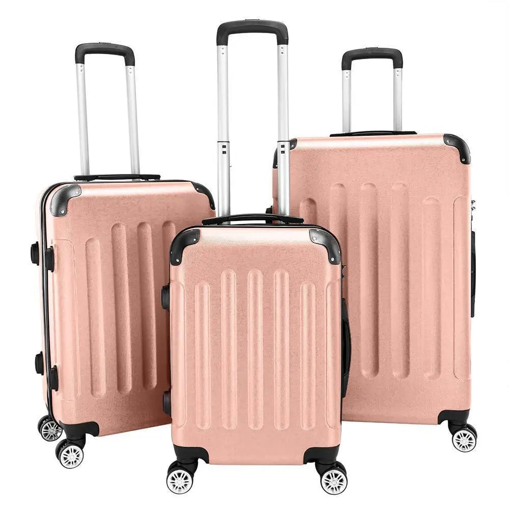 3pcs Luggage Coded Lock Travel Set Bag ABS Trolley Suitcase Deep Organization