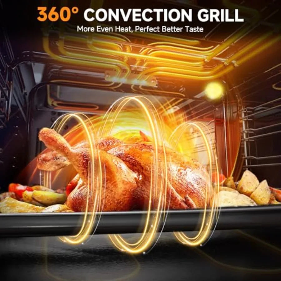24 inch Electric Wall Oven 2200W Single Wall Oven with 6 Cooking Modes 2.5 Cu.Ft. Convection Oven Mechanical Knobs Control Stai