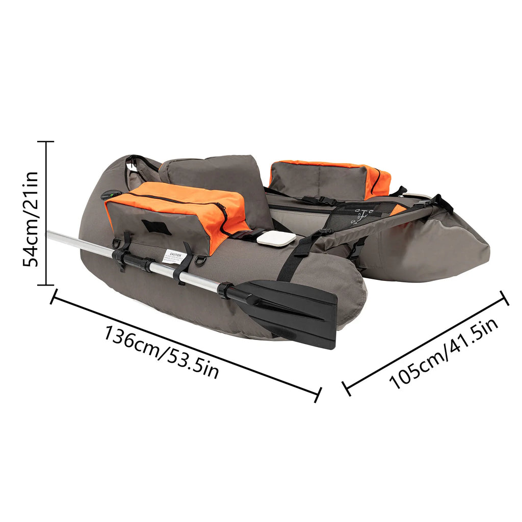 Outdoor Fishing Inflatable Boat Raft with Pump Adjustable Backrest 130kg Load Capacity for Lakes Rivers