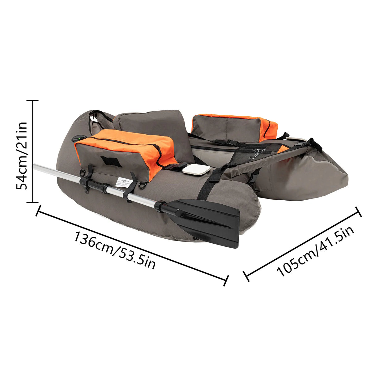 Outdoor Fishing Inflatable Boat Raft with Pump Adjustable Backrest 130kg Load Capacity for Lakes Rivers