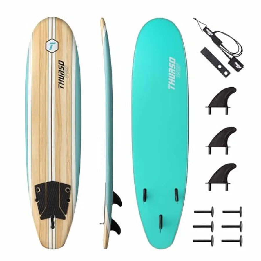 7/8 ft Soft Top Foam Beginner Surfboard for Adults and Perfect Longboard for Surfing Beach Fun and Water Sports Lightweight and