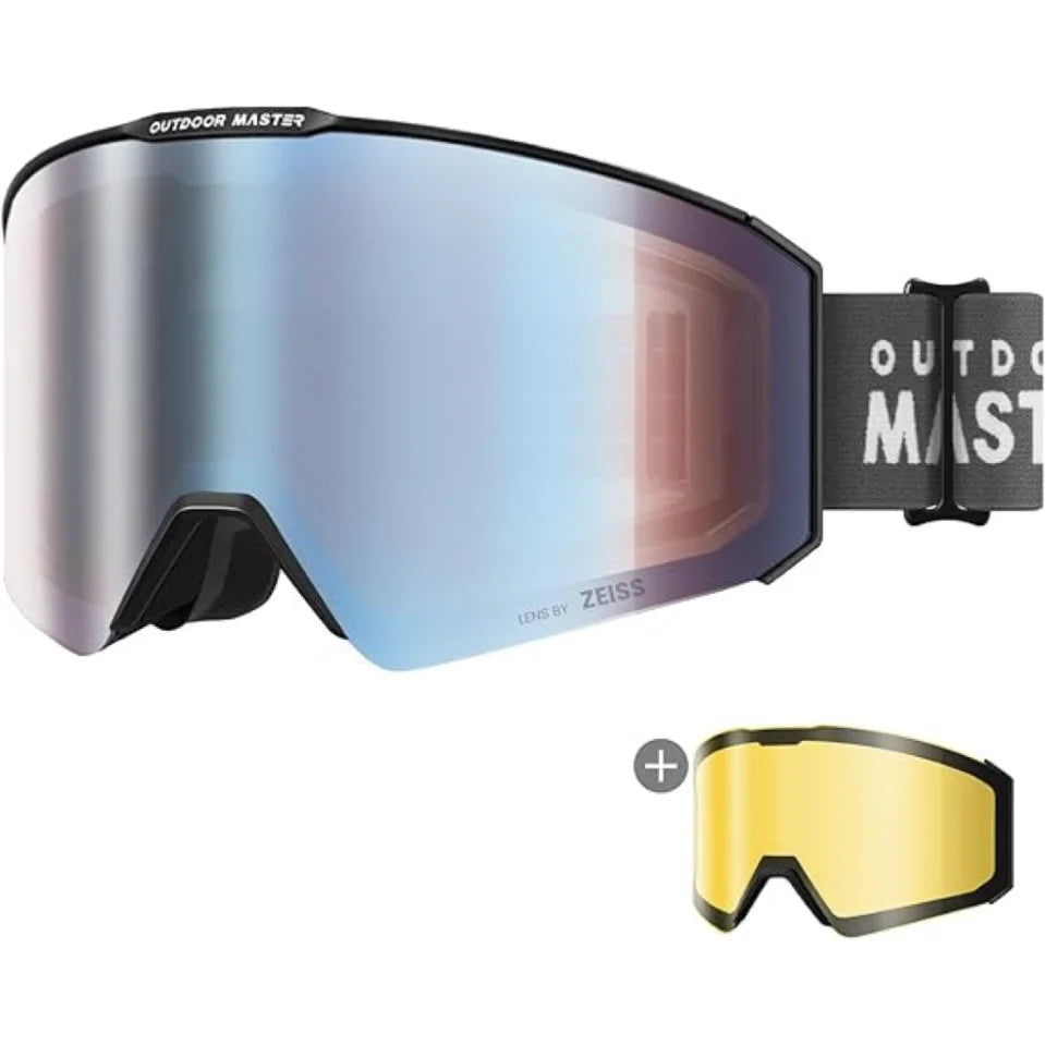 OutdoorMaster Falcon Ski Goggles Lens by ZEISS, OTG Snowboard Goggles Anti-fog, Magnetic Interchangeable Lens, Snow Goggles
