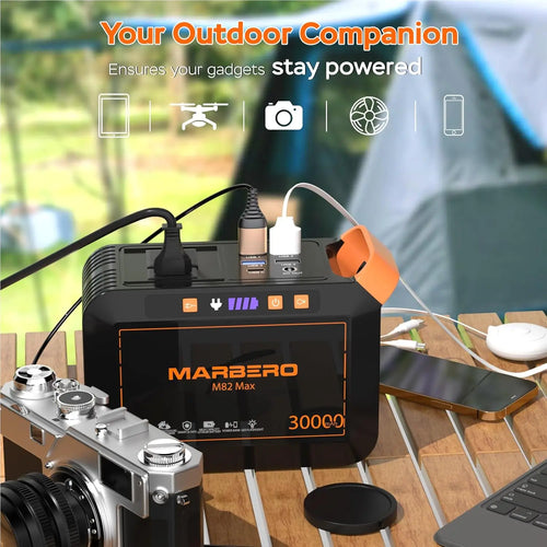 111Wh Portable Power Station with 30W Solar Panel, AC Outlet for Camping, Outdoor & Emergency Use