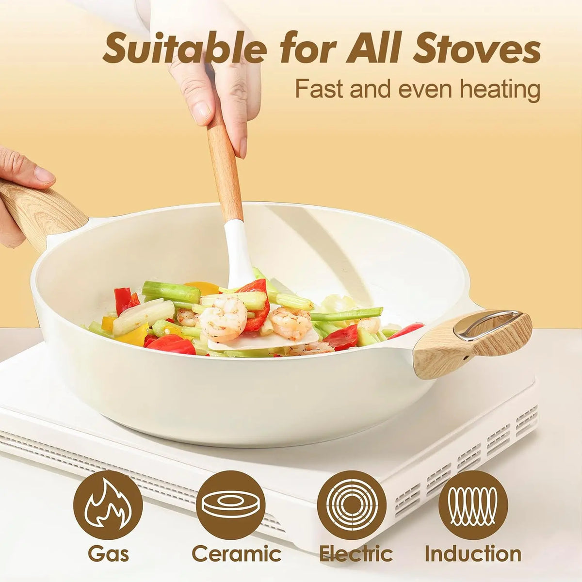 26-Piece Ceramic Nonstick Cookware Set, Induction Compatible Pots and Pans for Healthy Cooking
