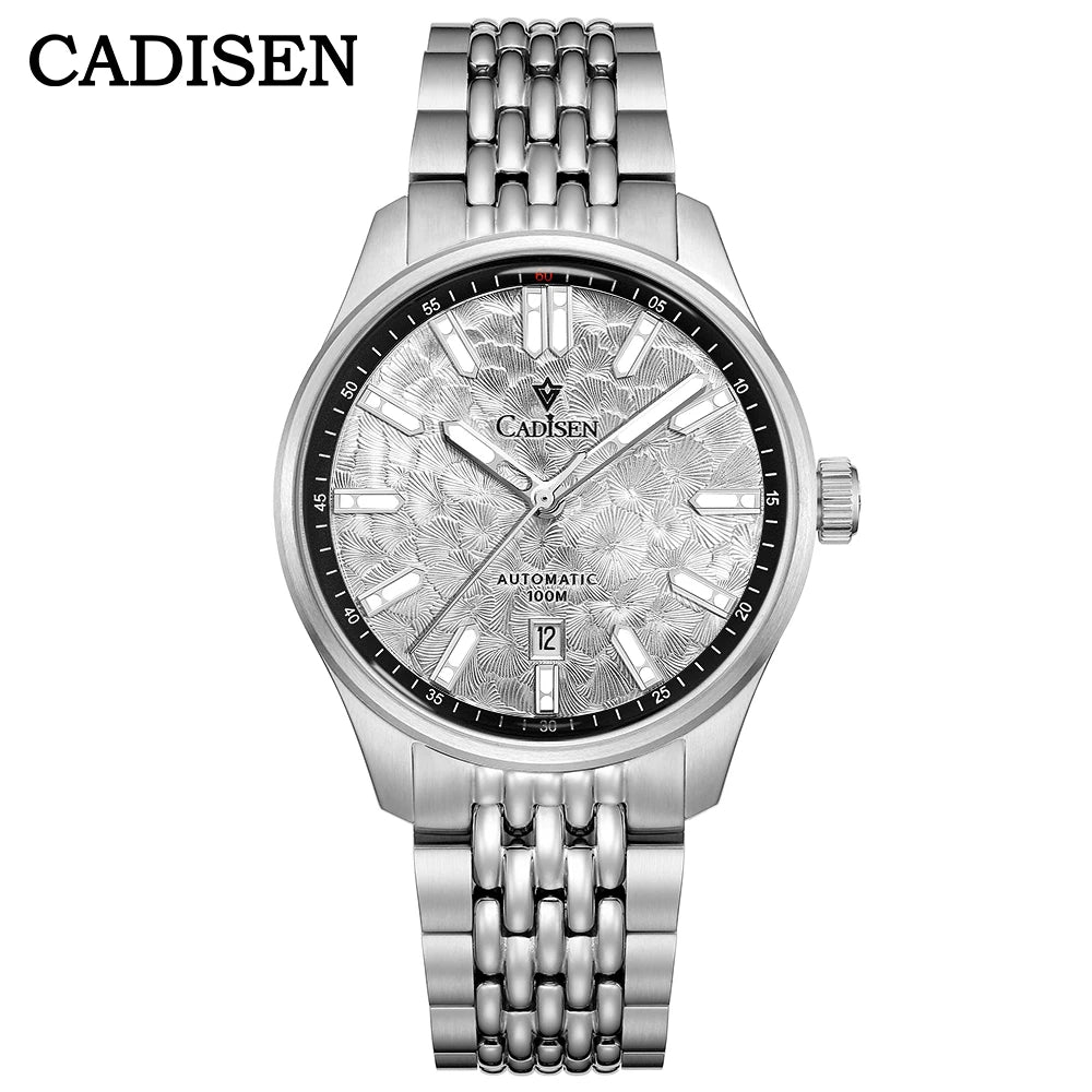 CADISEN NEW Automatic Mechanical Watch Man Silver Business Casual 10ATM Waterproof Japan MIYOTA 8215 Movement Men's Watches
