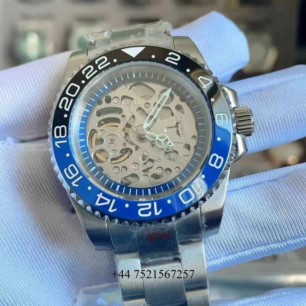 High Quality Customhollow Waterproof Mechanical Watch Sapphire Mirror Men and Women's Nh70 Movement Sports Watch Without LOGO