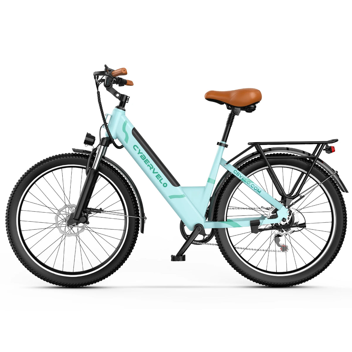 26" Step-Thru Electric bicycle for Adult,1000W Peak Motor, Built-in Removable Lithium Battery E-bike, 7-Speed City Commuter EK2