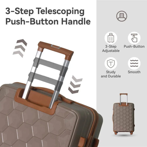 3-Piece Luggage Set Travel Lightweight Suitcases with Rolling Wheels TSA lock Moulded Corner Carry on Luggages for Business Tri