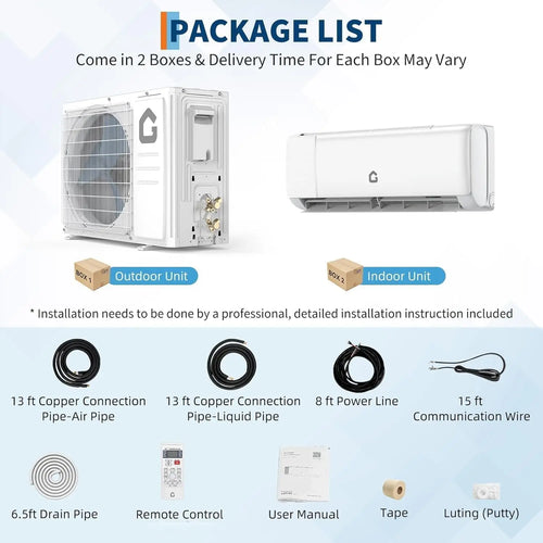 12000 BTU Wifi Mini Split Air Conditioner with Heater 230V Energy Ductless Wall-Mounted AC Unit with Remote/Installation Kit