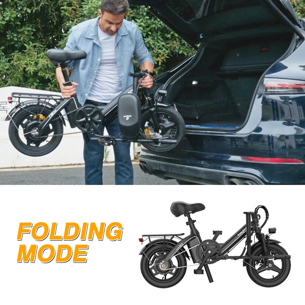 Bodywel T16Pro 14" Folding Electric Bike for Adults, 36V 10.4Ah Removable Battery, UL Commuter EBike with Dual Disc Brakes