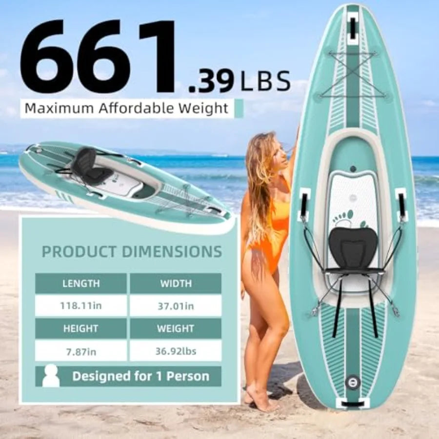 2-Person Inflatable Kayak with Drop-Stitch Floor Lightweight Portable Durable Solo Kayak for Fishing Touring and Recreational P