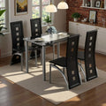 5Piece Dining Table Set with 1 Glass Dining Table and 4 PVC Chairs, Modern Dining Table Set for Kitchen amp Breakfast Dining Liv