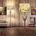 Rustic Antlers Floor Lamp with Nightlight, Brown Finish Round Shade for Living Room Bedroom Office