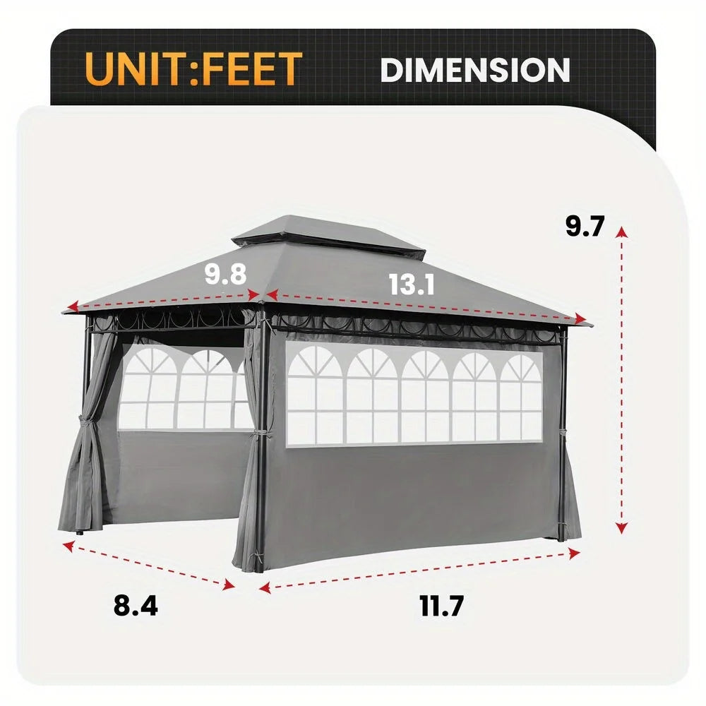 10'x13' outdoor pavilion waterproof canopy 2 side wall canopy
