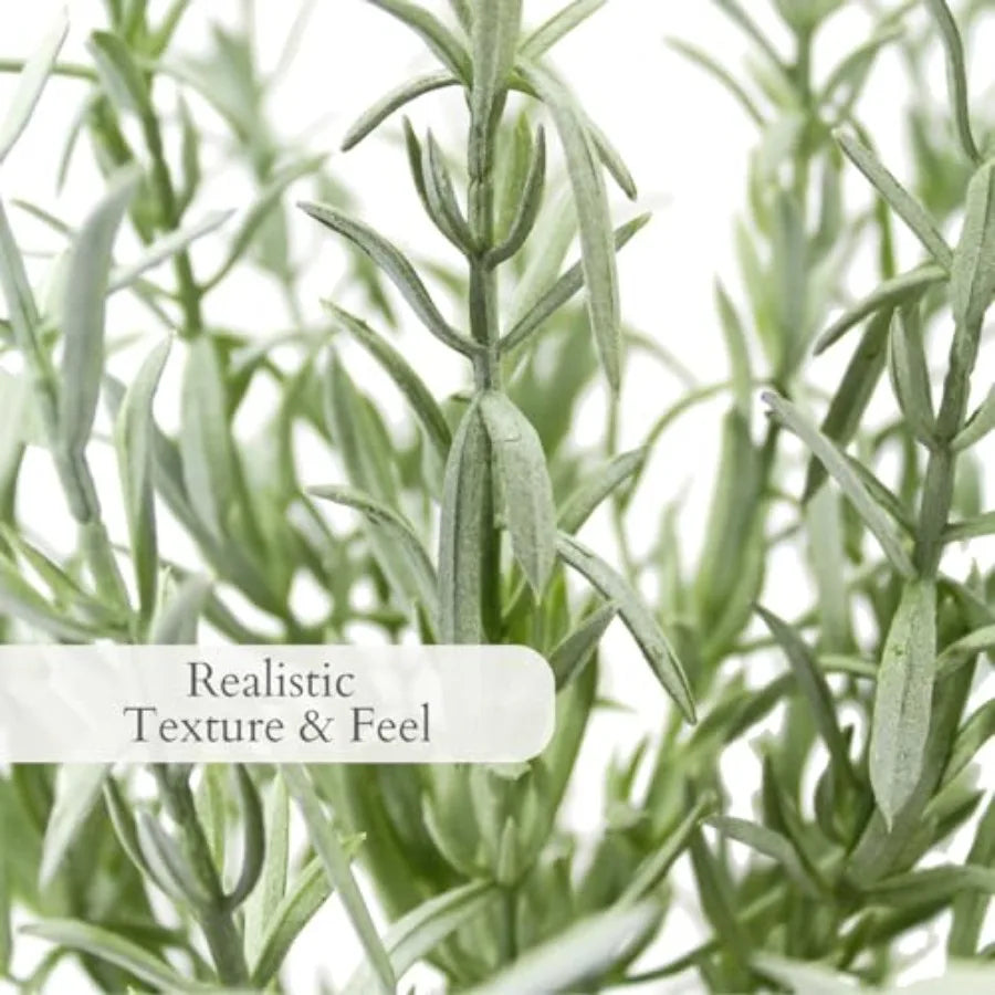 Faux Rosemary Plant Olive Topiary Set-of-2 Premium Artificial Indoor Plants in Grey with Lifelike Leaves for Realistic Natural
