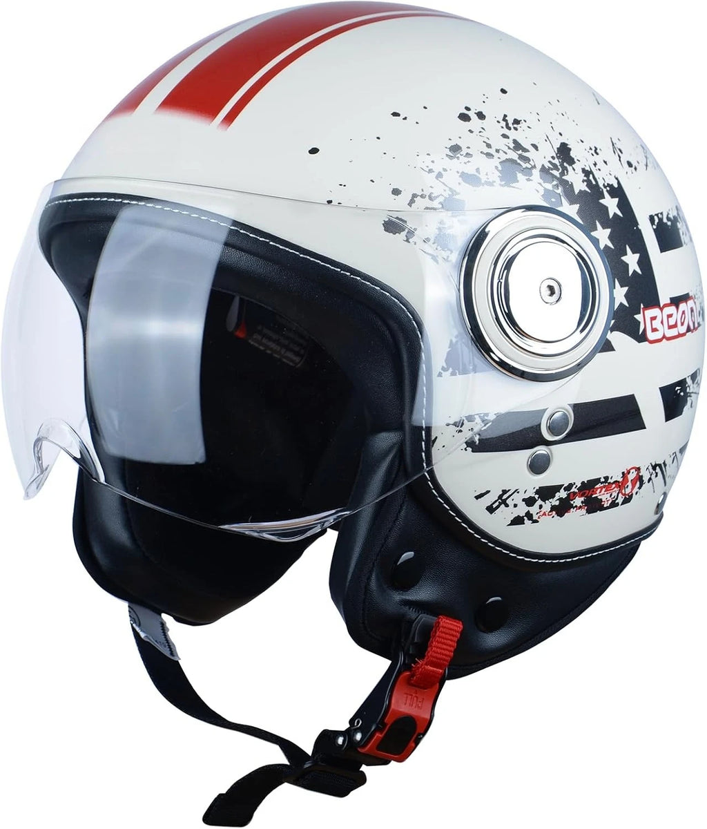 Open Face Motorcycle Helmet for Adults,DOT Approved - Moped Half Vespa Retro Helmet with Anti-Scratch Visor for Men and Women