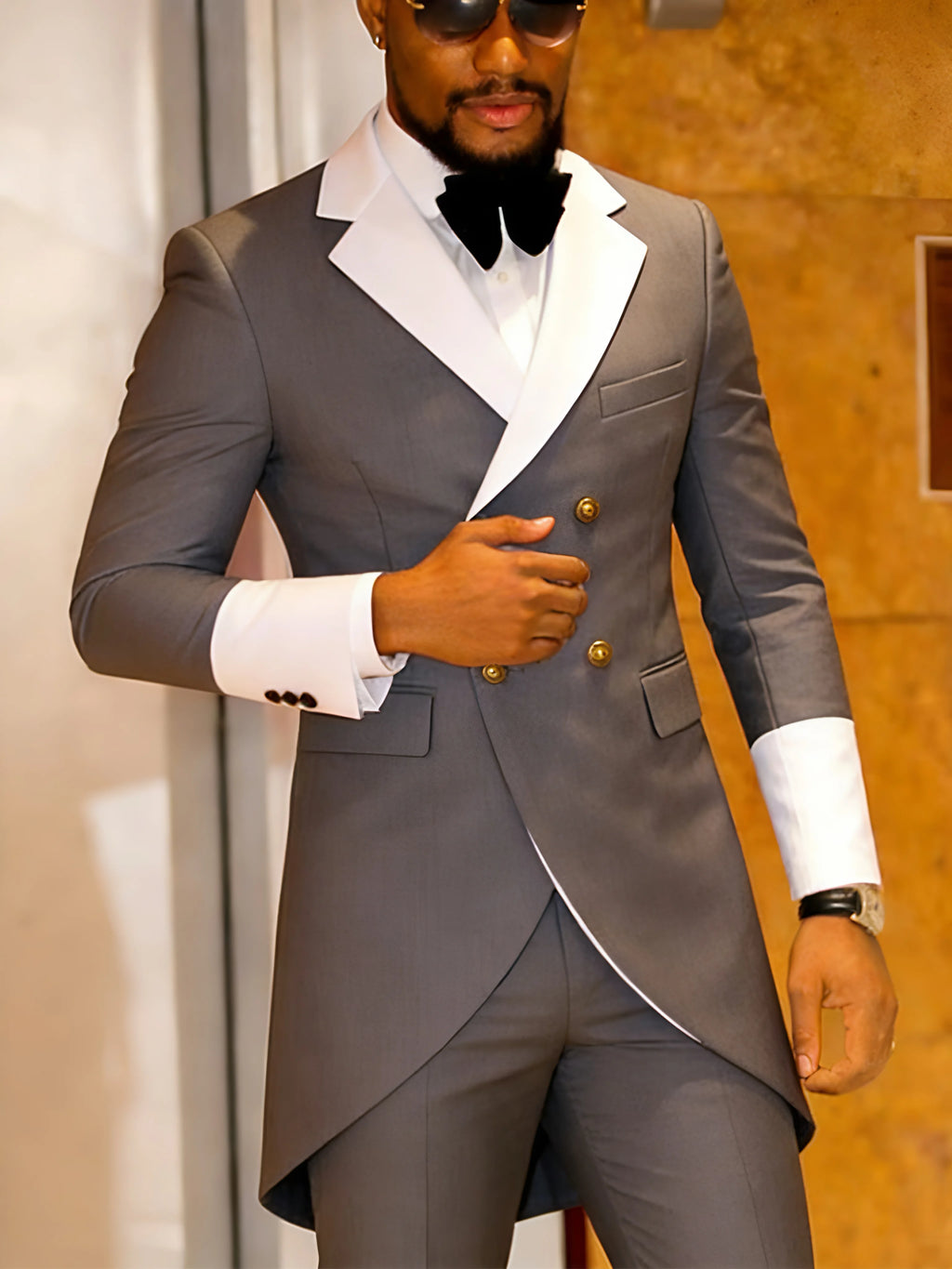 Men's Tailcoat Suit，Mens Suits 2 Piece Slim Fit Double-breasted Swallow Tail Coat for Proms,Concert,Wedding
