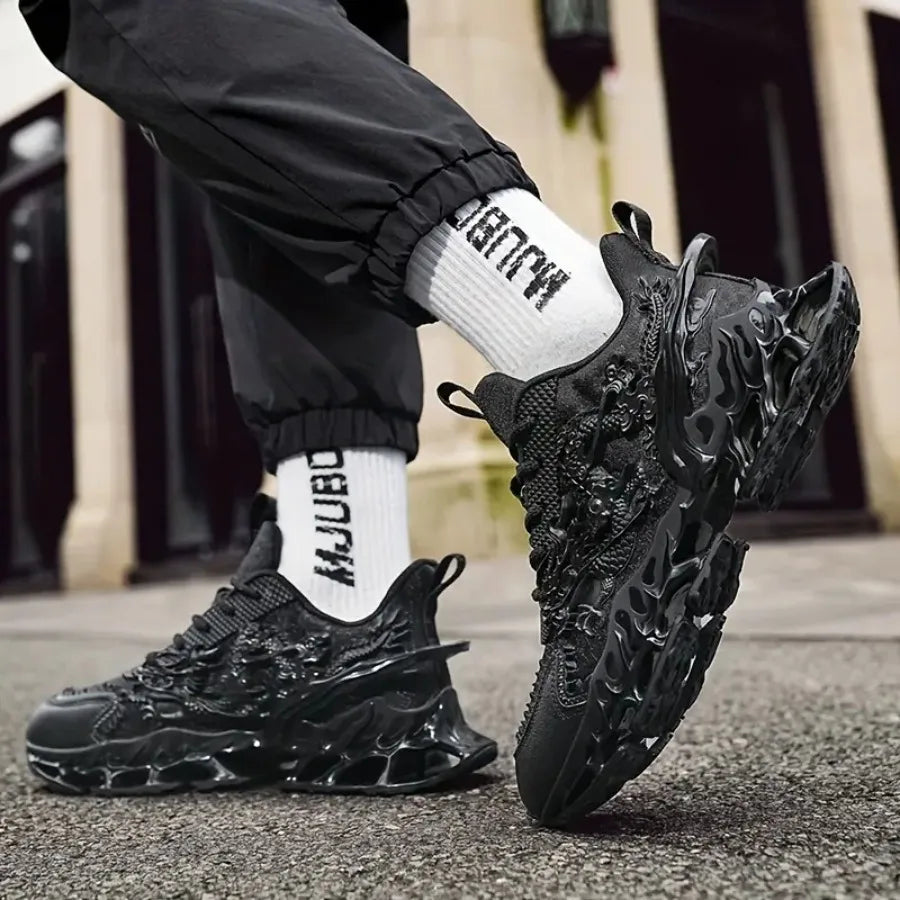 Men's Breathable Blade Sneakers - Lightweight Running and Hiking Shoes with Non-Slip Traction Low-Top Lace-Up Sole and Cushioni