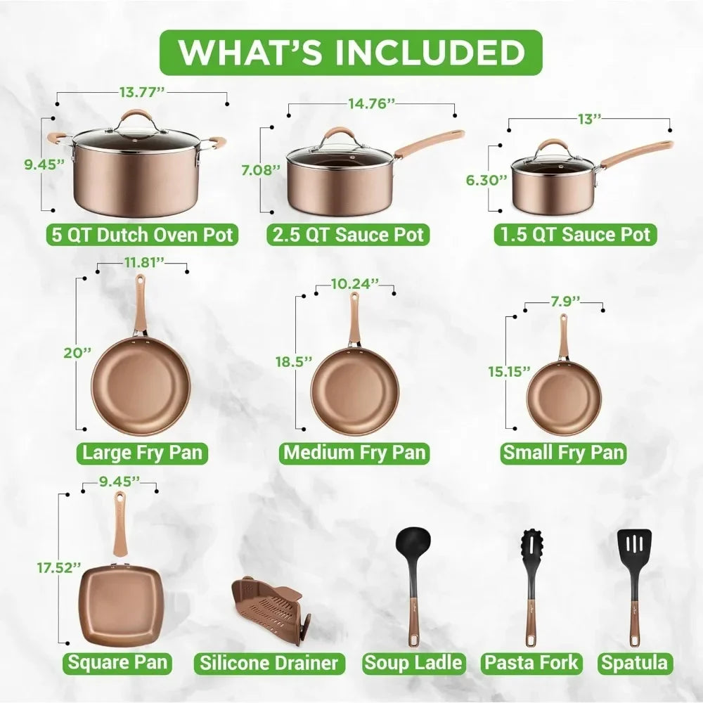 BestsellerBestsellerBestseller20-Piece Nonstick Kitchen Cookware Set - PFOA/PFOS-Free Heat Resistant Lacquer Kitchenware w/ Bake