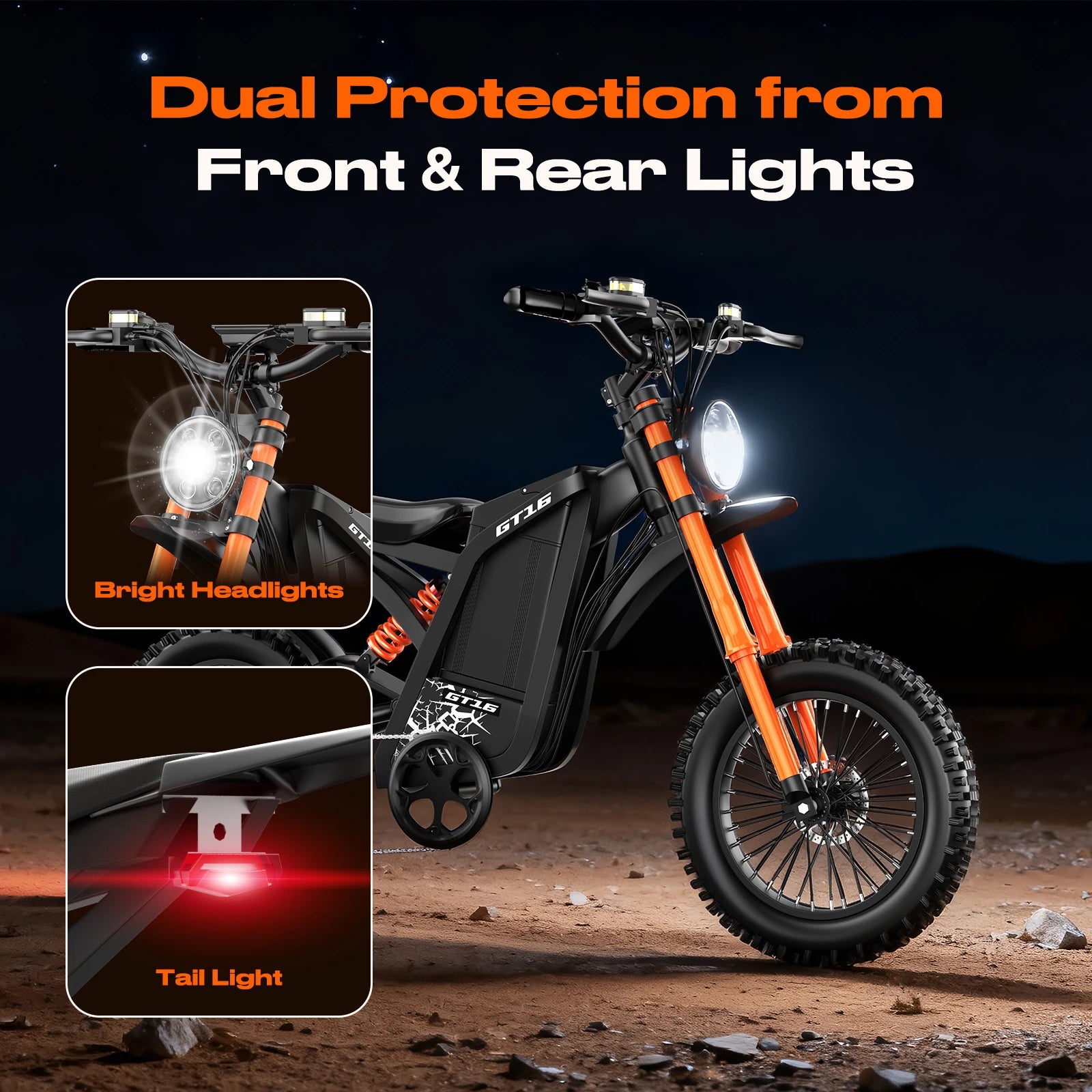 1500W Powerful GT16 Electric Motorcycle, 48V 25AH Removable Battery 65 Miles Range, 35MPH All-Terrain E-Bike for Adults,Off-Road