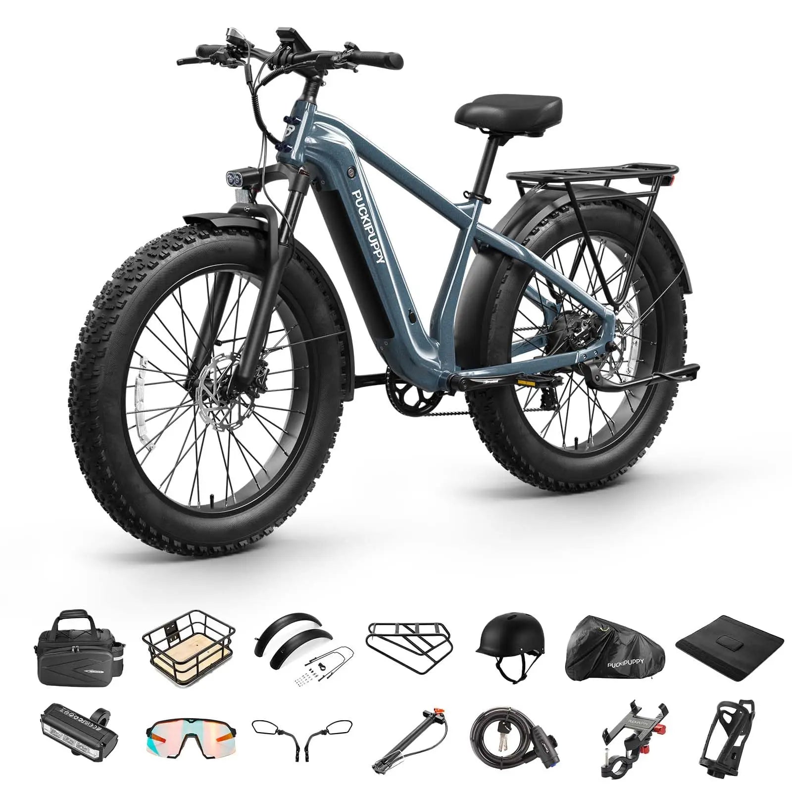 PUCKIPUPPY Beagle II Electric Bike for Adults 960W Peak 48V 15AH Ebike with Luxury Accessory Pack and Extra 15Ah Battery